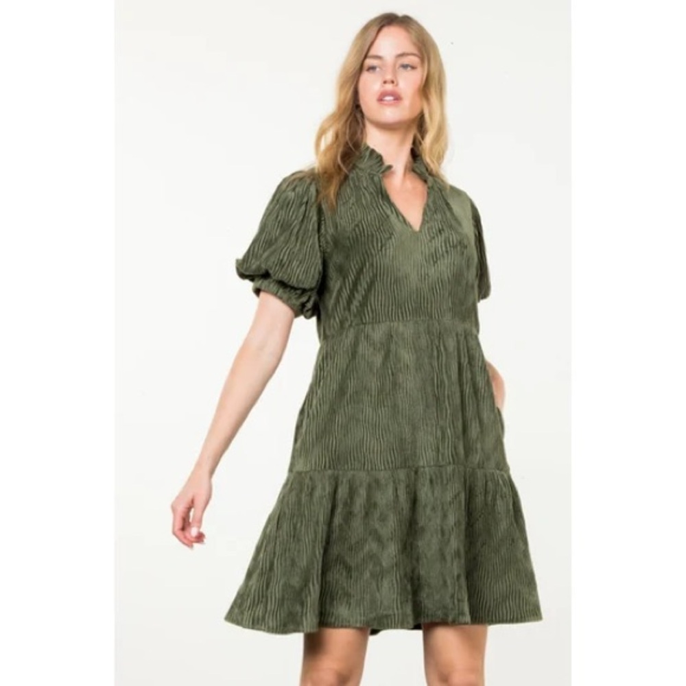 THML Puff Sleeve Velvet Dress